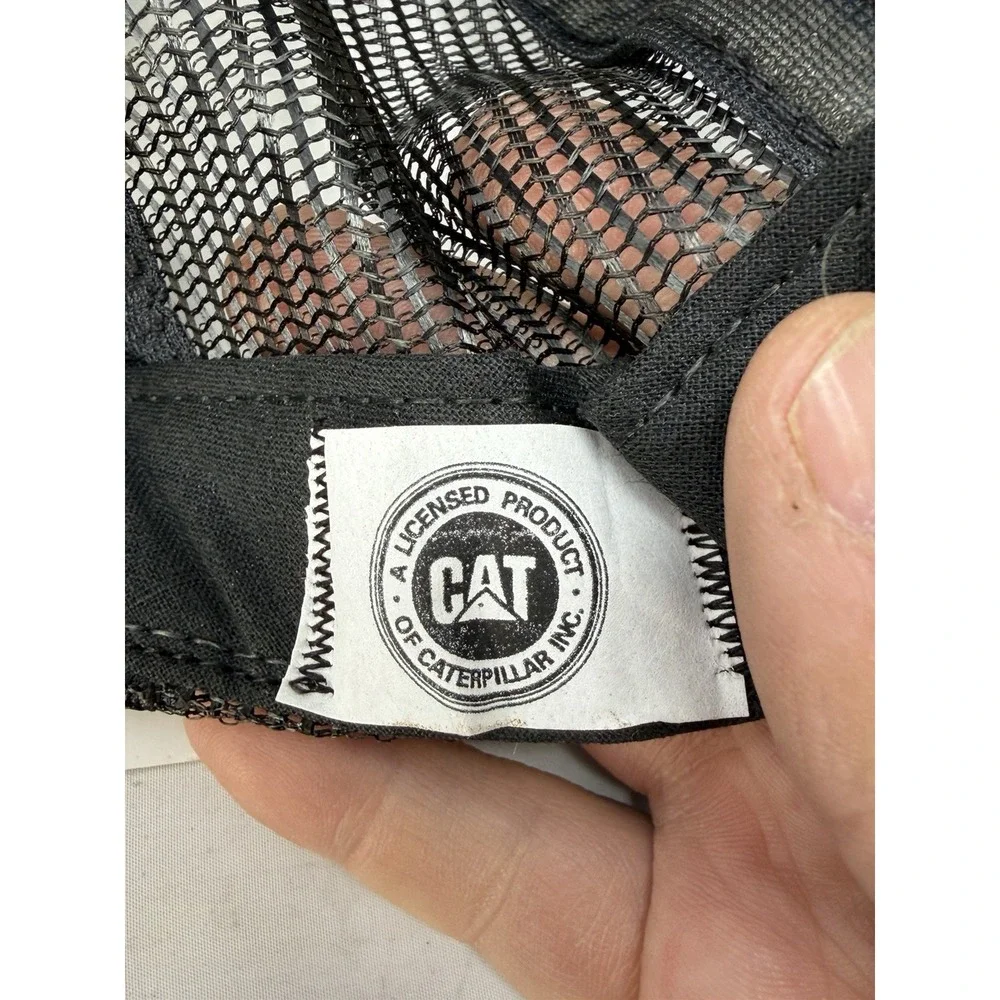 Vtg CAT Diesel Power Trucker Hat Snapback Mesh‎ Black Gold Scrambled Eggs Brim